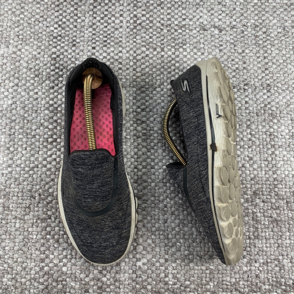 Skechers Go Step V-Stride Women 8.5 Gray Black Heathered Slip On Walking Shoes
